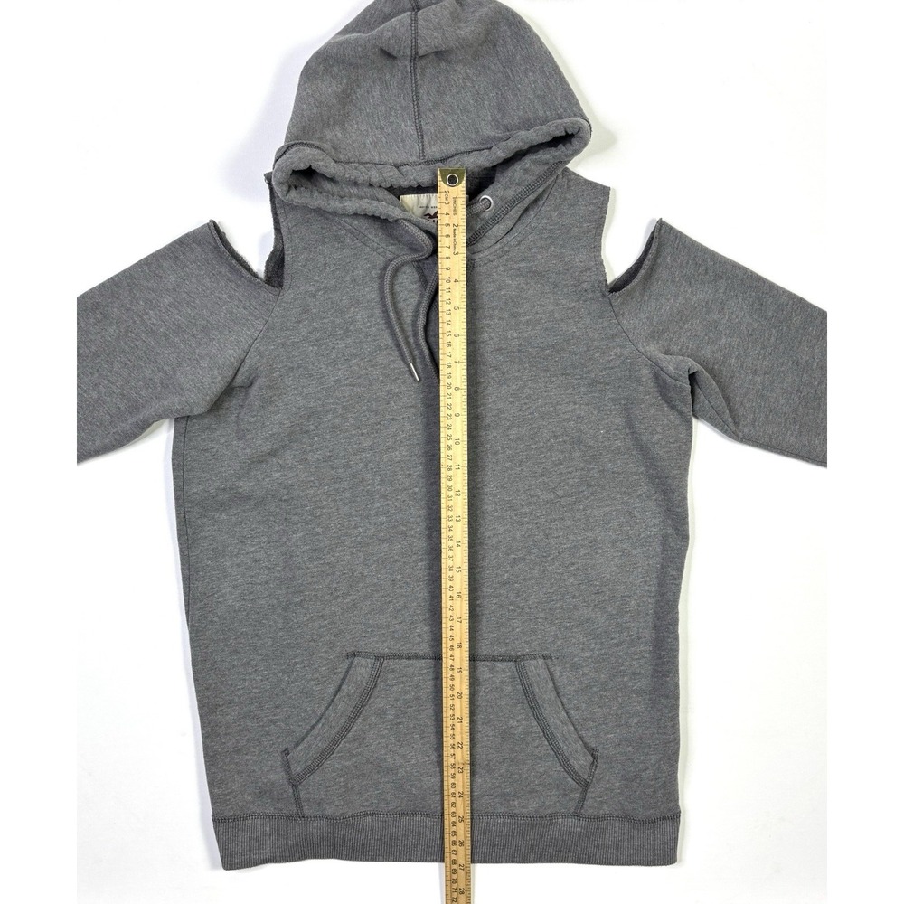 Hollister Hoodie Women's Medium Cut Out Shoulders Gray Sweatshirt Pullover - Picture 4 of 11